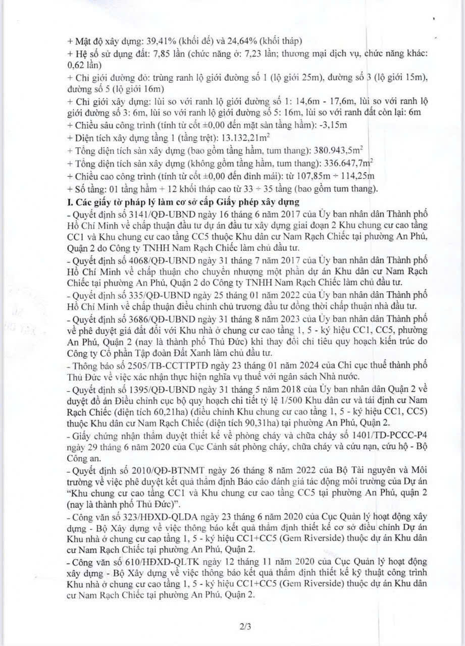 Giấy phép xây dựng dự án căn hộ The Prive