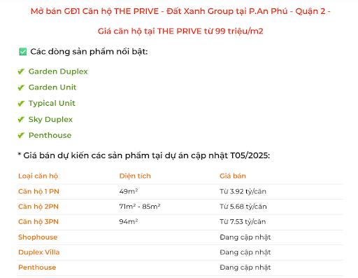 Giá bán hiện đang cập nhật