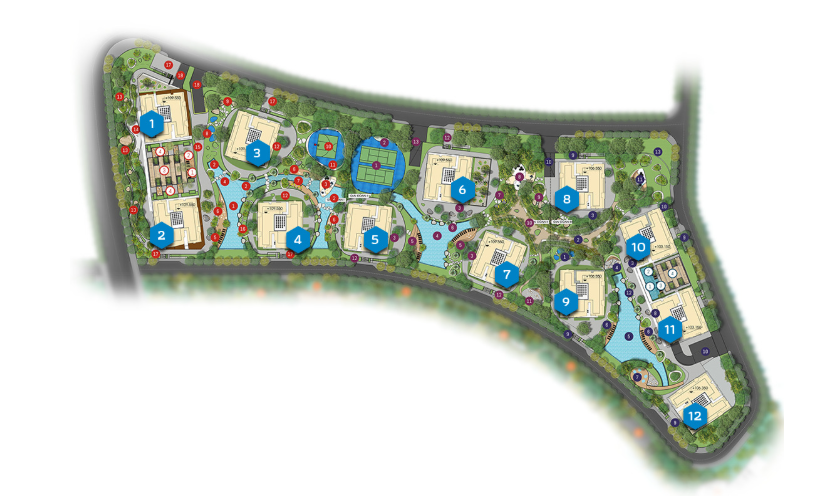 Bản đồ 12 tòa nhà của The Privé